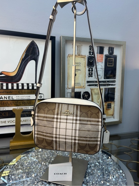 Coach Handbags - Coach 2021 Mini Camera in Hunting Fishing Plaid Print EUC